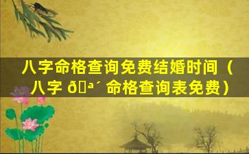 八字命格查询免费结婚时间（八字 🪴 命格查询表免费）